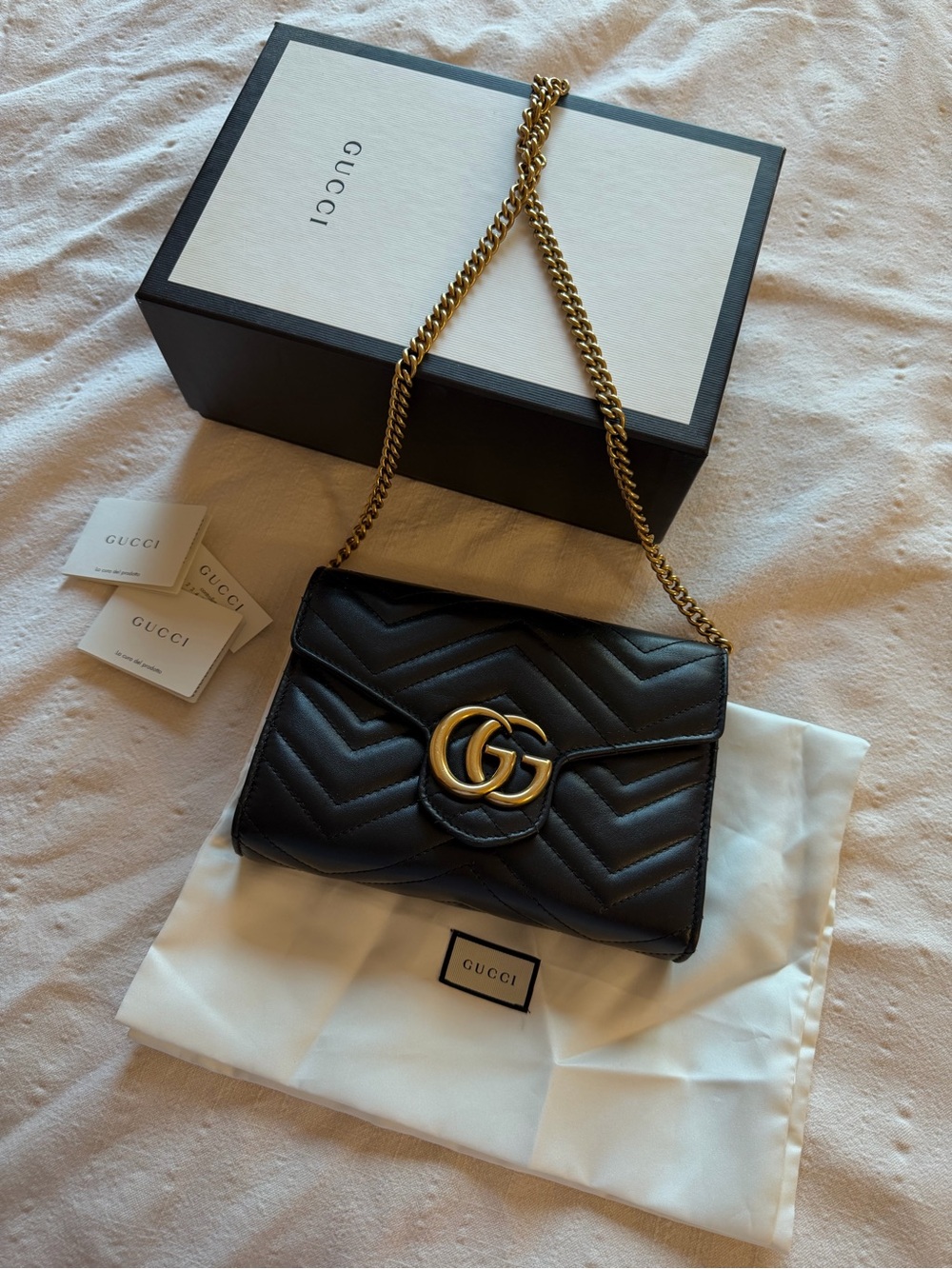 Gucci Marmont wallet on chain Shoulder Bag with Gold G Chain - Picture 1 of 3